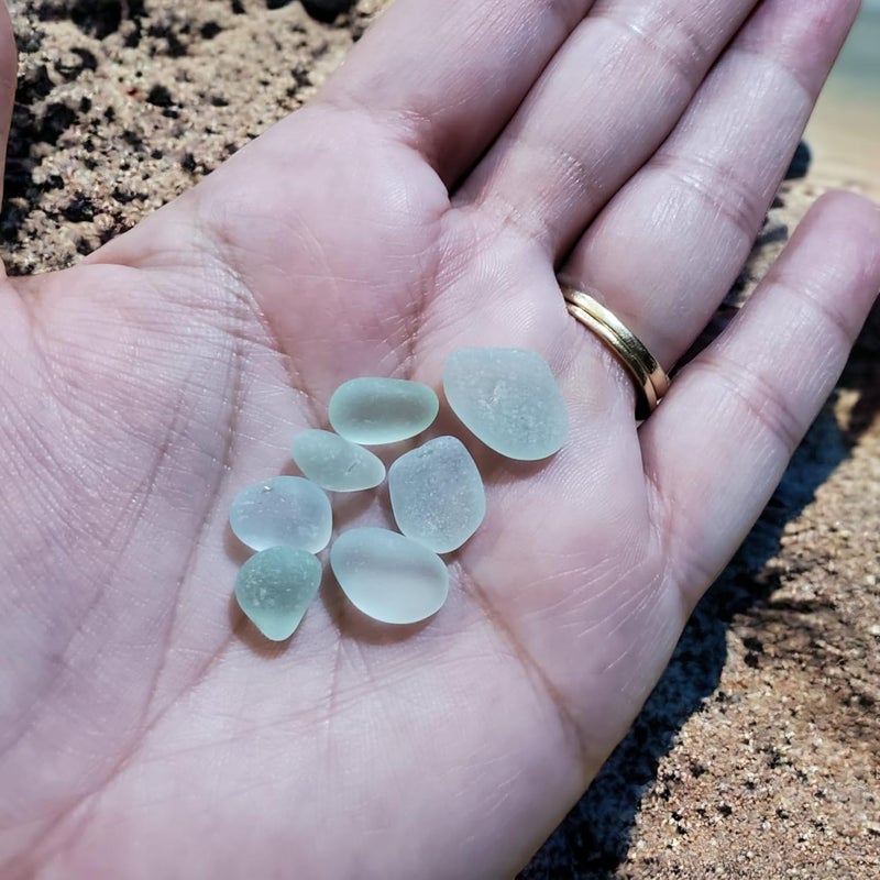 Handmade Mini Seaglass Birds on a branch with tiny pink shell flowers. Authentic Seaglass, Made in Maine, Small frame with glass. 3 1/2 by 4 inch framed art Sea Glass with pink shells - Image 4
